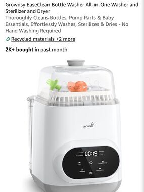 GROWNSY EaseClean Bottle Washer Pro All-in-One Washer Sterilizer and Dryer NEW